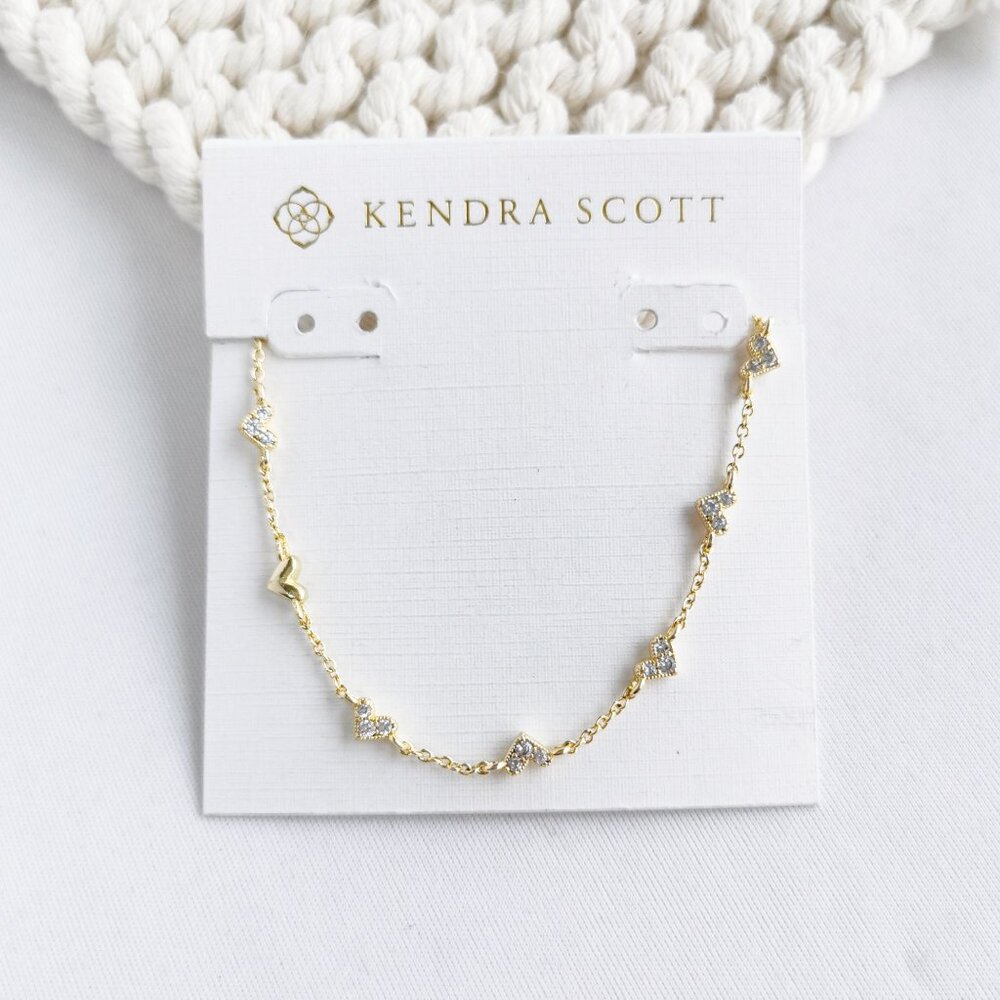Kendra Scott Haven Heart Gold White Crystal Strand Necklace
